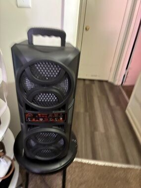 Portable Bluetooth Speaker Tower in Black with Carry Handle